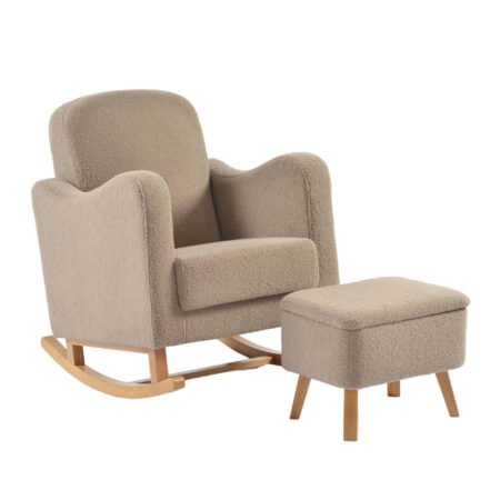 LPD Bebe Soother Rocking Nursing Chair and Footstool Biscuit Teddy Fabric