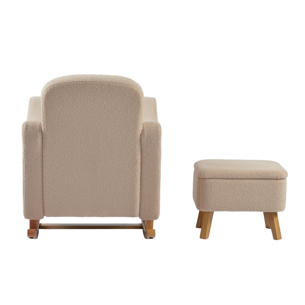 LPD Bebe Soother Rocking Nursing Chair & Footstool – Oat Teddy Fabric 5 LPD Bebe Soother Rocking Nursing Chair and Footstool Oat Teddy Fabric