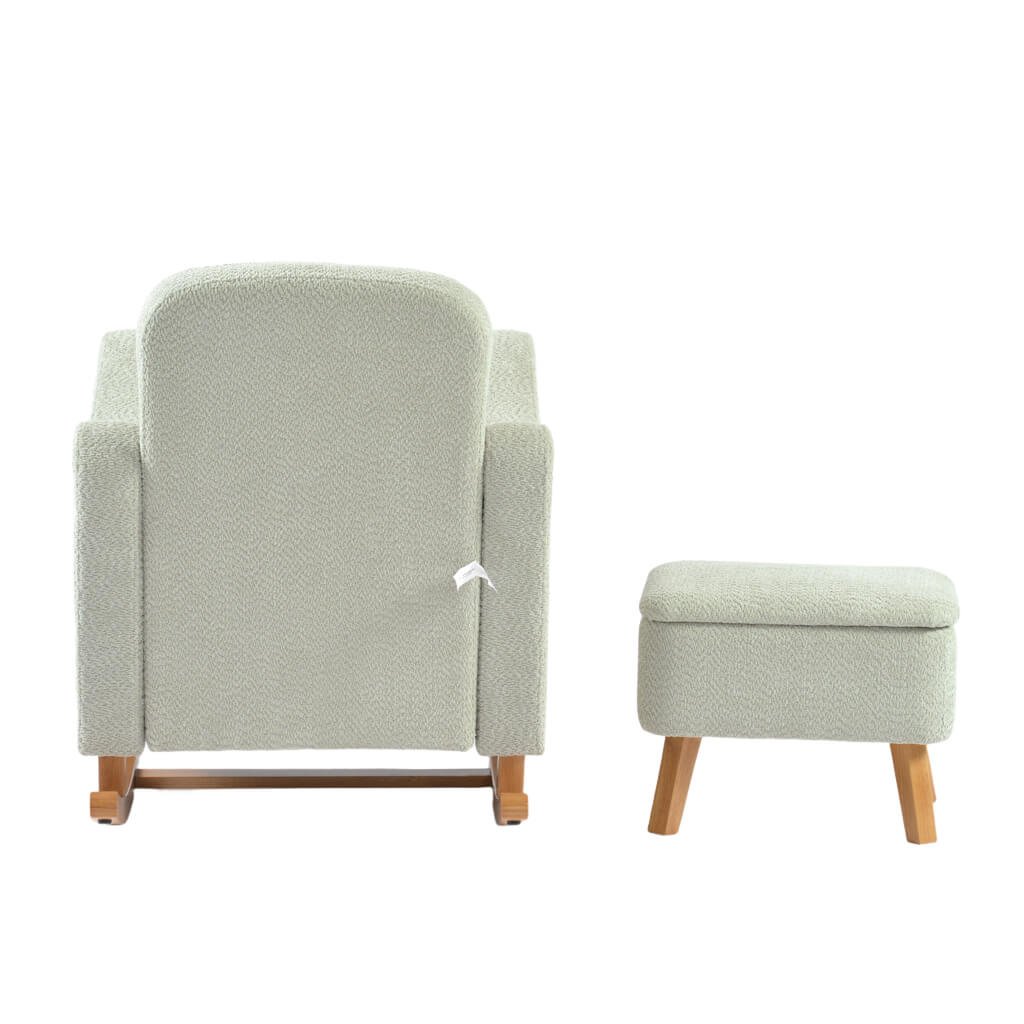 LPD Bebe Soother Rocking Nursing Chair & Footstool – Sage Boucle 5 LPD Bebe Soother Rocking Nursing Chair and Footstool Sage Boucle
