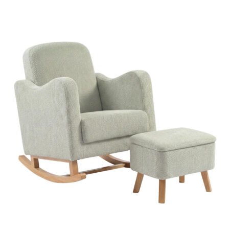 LPD Bebe Soother Rocking Nursing Chair and Footstool Sage Boucle
