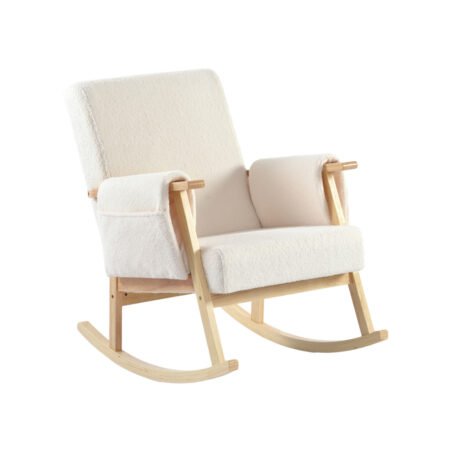 LPD Bebe Storyteller Rocking Nursing Chair Off White Teddy Fabric