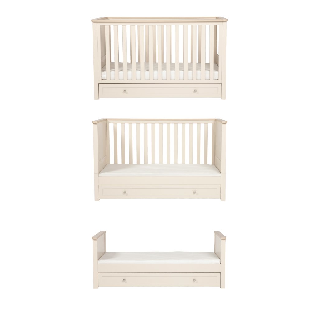 LPD Bebe Wanderer 3 Piece Nursery Set – Cot Bed, Wide Changing Unit & Wardrobe – Cashmere Cream & Oak 4 LPD Bebe Wanderer 3 Piece Nursery Set Cashmere Cream and Oak