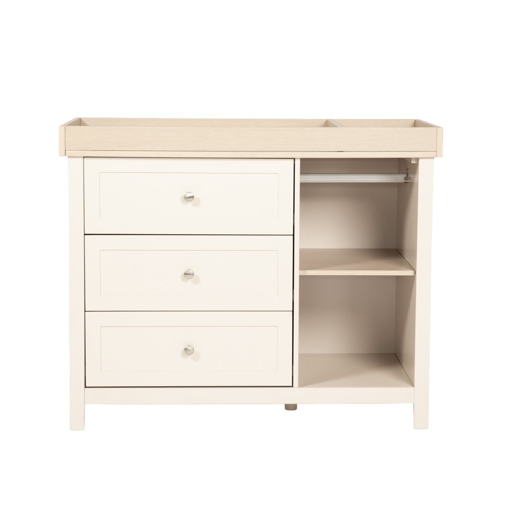 LPD Bebe Wanderer Wide Changing Unit with Drawers – Cashmere Cream & Oak 5 LPD Bebe Wanderer Wide Changing Unit with Drawers Cashmere Cream and Oak