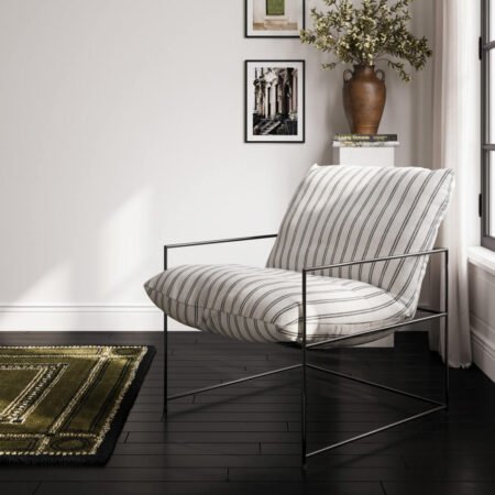 LPD Brook Chalk Stripe Twill Accent Chair lifestyle