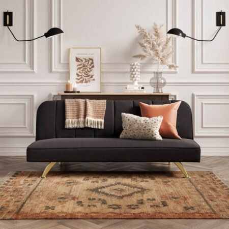 LPD Burlington Black Velvet Sofa Bed lifestyle