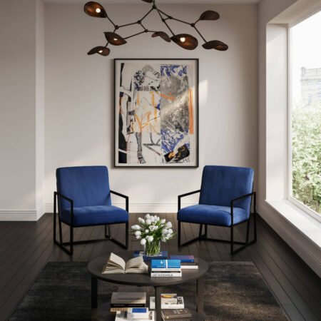 LPD Chance Oxford Blue Velvet Accent Chair lifestyle
