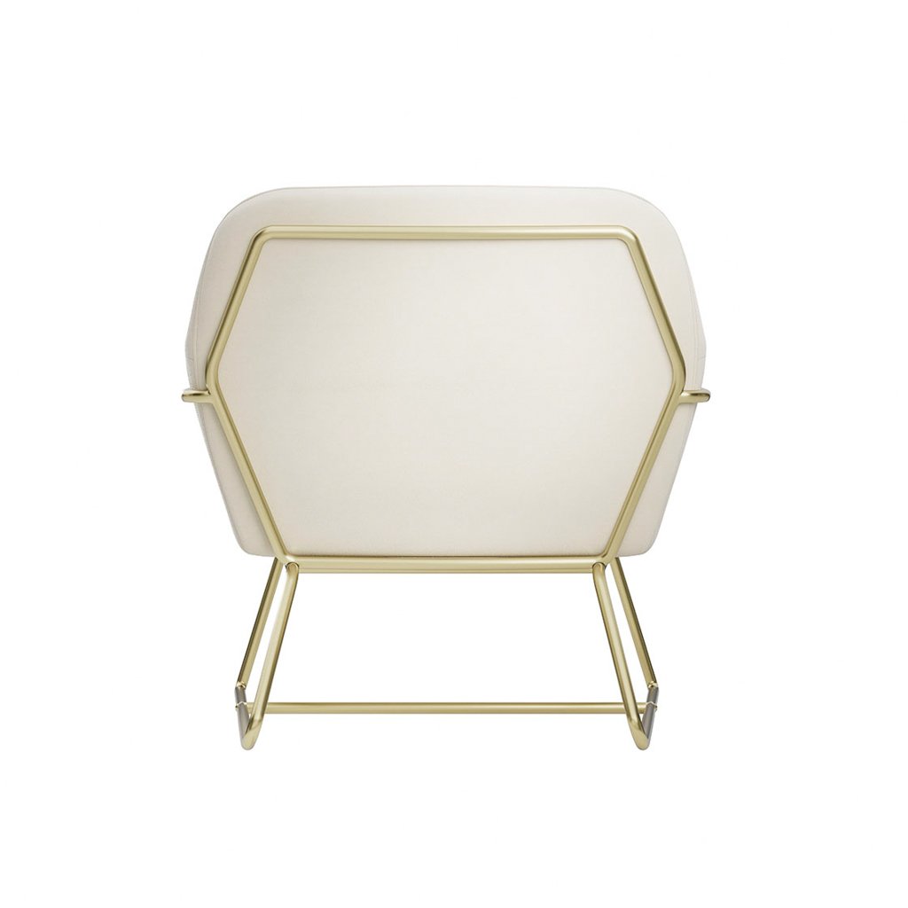 LPD Charles Cream Velvet Accent Chair and Lara Pouffe Set 5 LPD Charles Cream Velvet Accent Chair