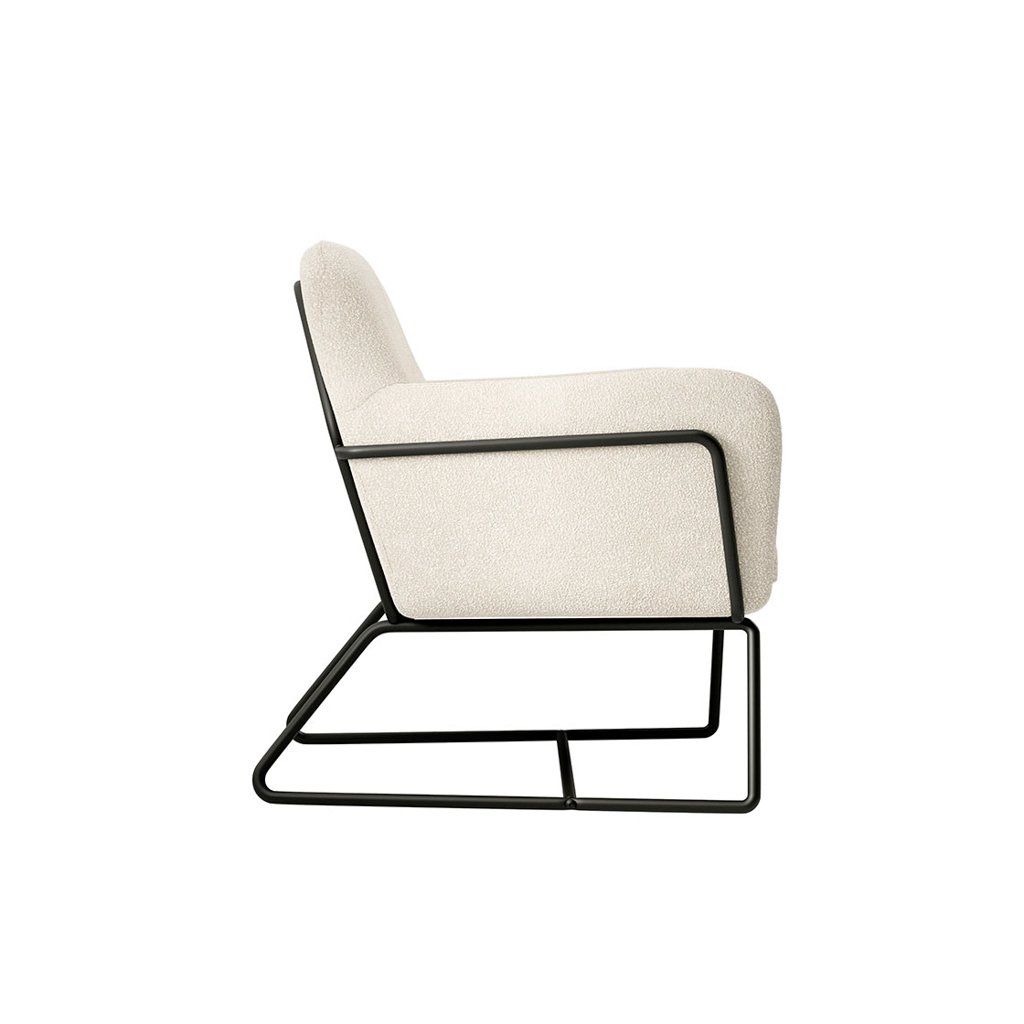 LPD Charles Ivory Boucle Accent Chair and Lara Pouffe Set 4 LPD Charles Ivory Boucle Accent Chair
