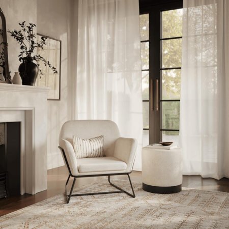 LPD Charles Ivory Boucle Accent Chair lifestyle