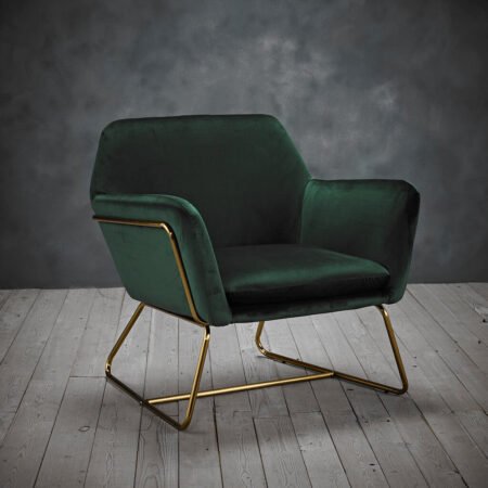 LPD Charles Racing Green Velvet Accent Chair lifestyle