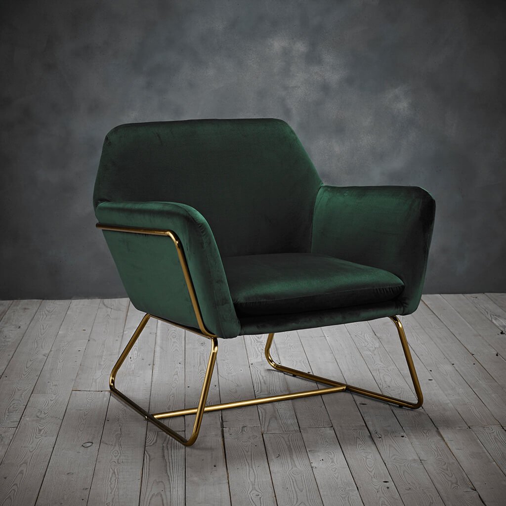 LPD Charles Racing Green Velvet Accent Chair 1 LPD Charles Racing Green Velvet Accent Chair lifestyle
