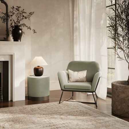 LPD Charles Sage Velvet Accent Chair lifestyle