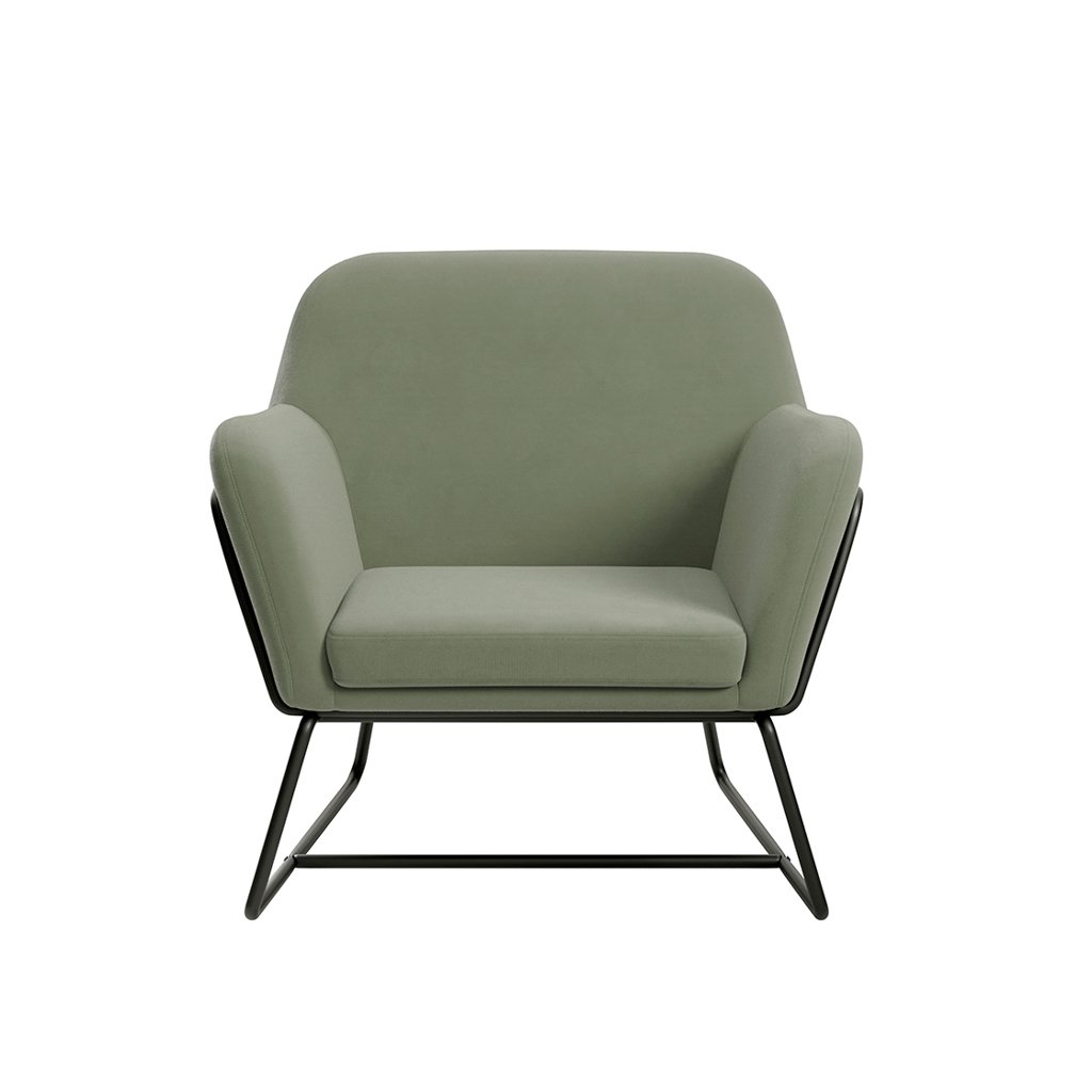 LPD Charles Sage Velvet Accent Chair and Lara Pouffe Set 2 LPD Charles Sage Velvet Accent Chair