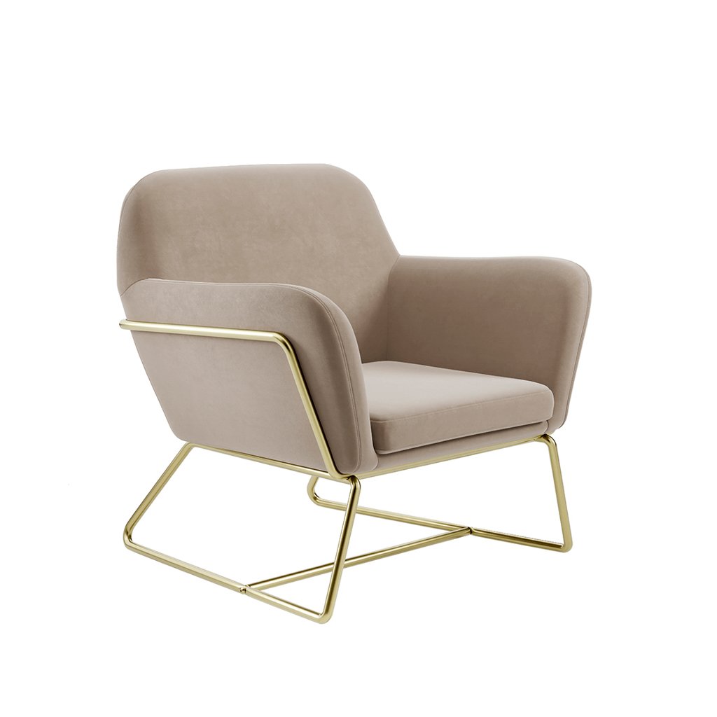 LPD Charles Beige Velvet Accent Chair 3 LPD Charles Beige Velvet Accent Chair