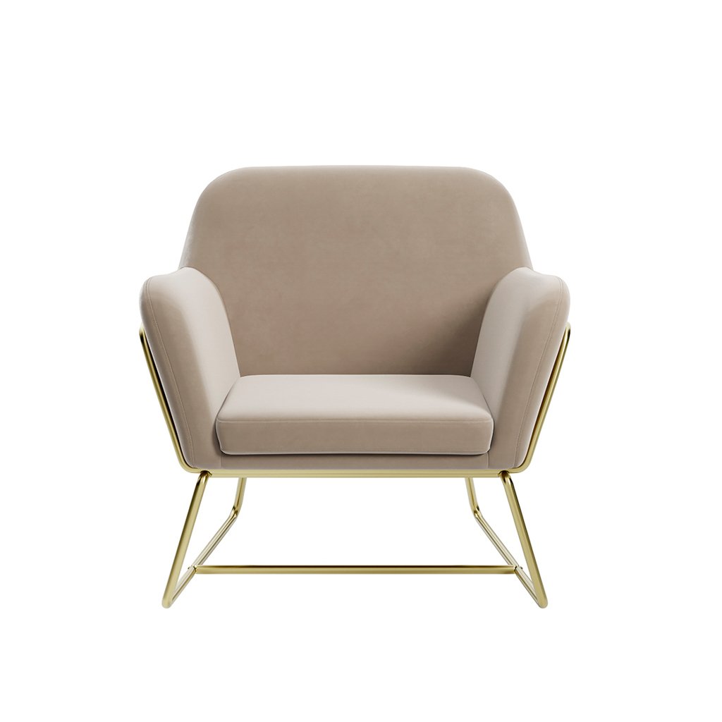 LPD Charles Beige Velvet Accent Chair 2 LPD Charles Beige Velvet Accent Chair