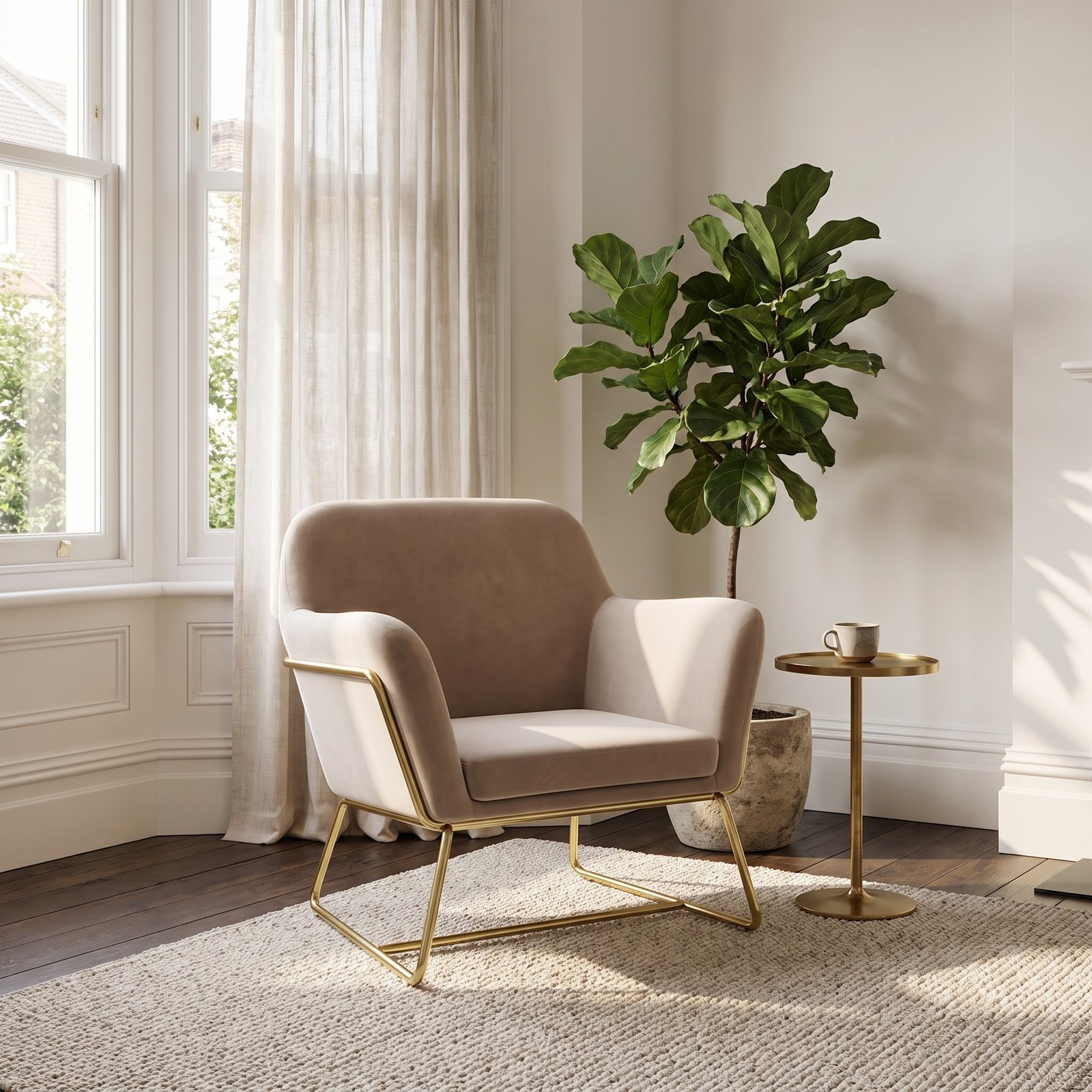 LPD Charles Beige Velvet Accent Chair 1 LPD Charles Beige Velvet Accent Chair lifestyle
