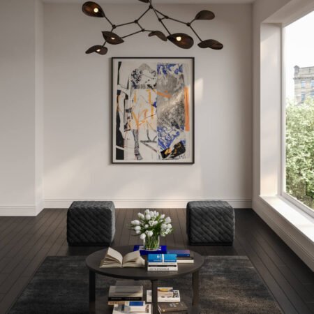 LPD Colline Black Velvet Small Pouffe lifestyle