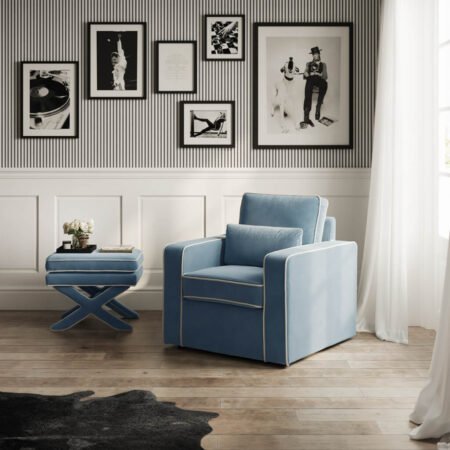 LPD Diego Ice Blue Accent Chair lifestyle