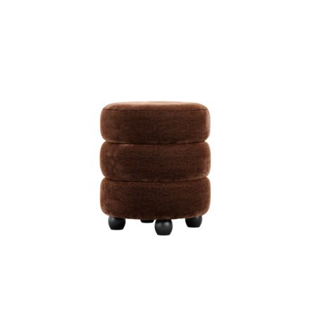 LPD Emi Brandy Chenille Velvet Round Pouffe