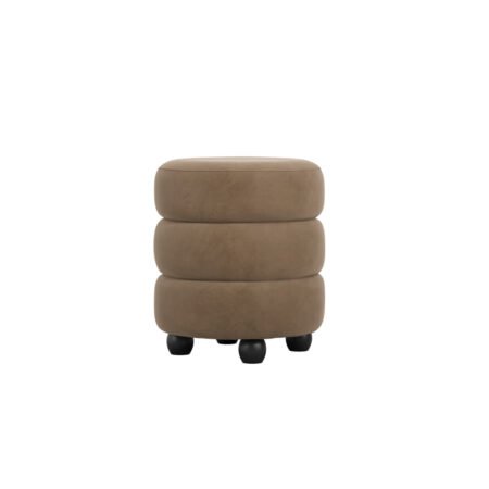 LPD Emi Mole Chenille Velvet Round Pouffe