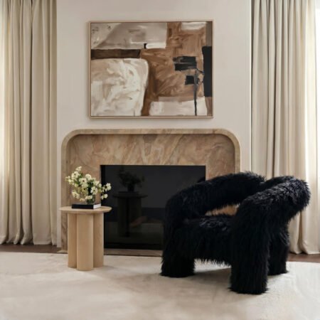LPD Freyja Jet Faux Fur Accent Chair lifestyle