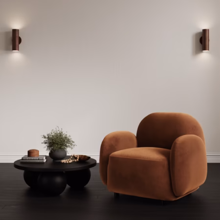 LPD Hagu Rust Chenille Accent Chair lifestyle