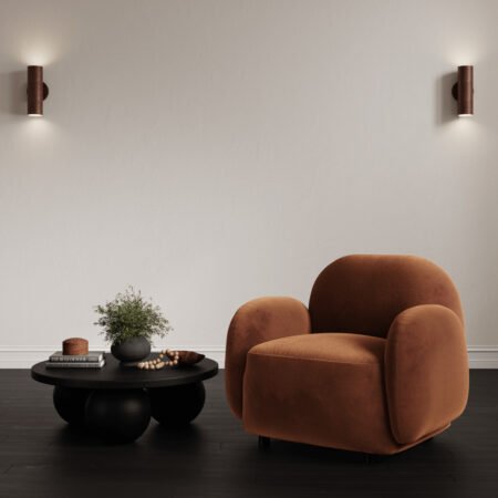 LPD Hagu Rust Chenille Accent Chair lifestyle