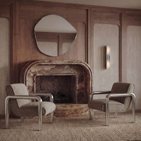 LPD Haider Light Brown Chenille Accent Chair lifestyle