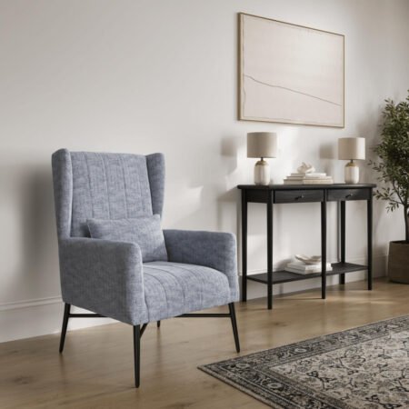 LPD Henley Navy Herringbone Twill Accent Chair lifestyle