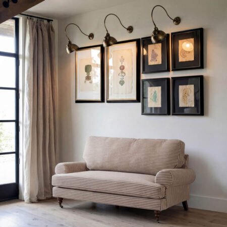 LPD Kent Charcoal Stripe Chenille 2 Seater Sofa lifestyle