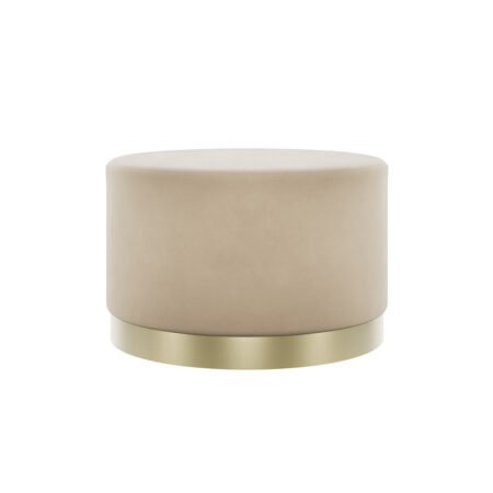 LPD Lara Beige Velvet Large Round Pouffe