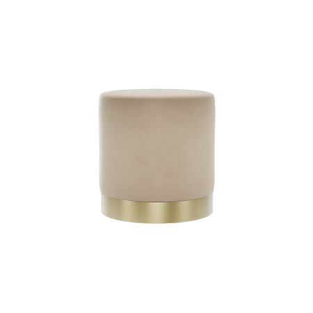 LPD Lara Beige Velvet Small Round Pouffe