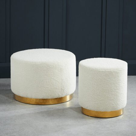 LPD Lara Ted Shearling Small Round Pouffe lifestyle