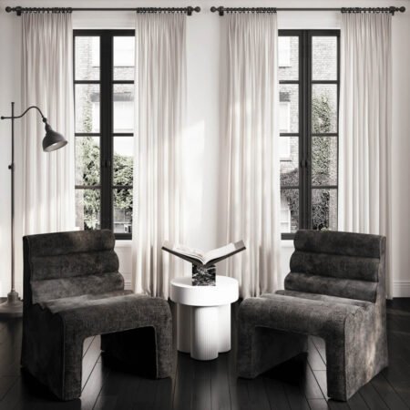 LPD Nami Black Velvet Chenille Accent Chair lifestyle