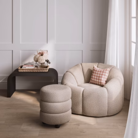 LPD Nao Buff Boucle Swivel Accent Chair lifestyle