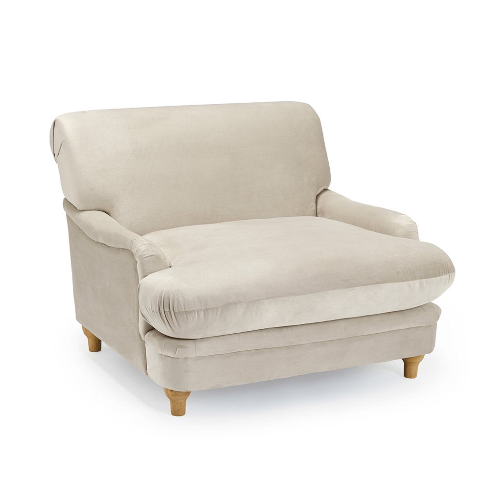 LPD Plumpton Beige Velvet Cuddle Chair 3 LPD Plumpton Beige Velvet Cuddle Chair