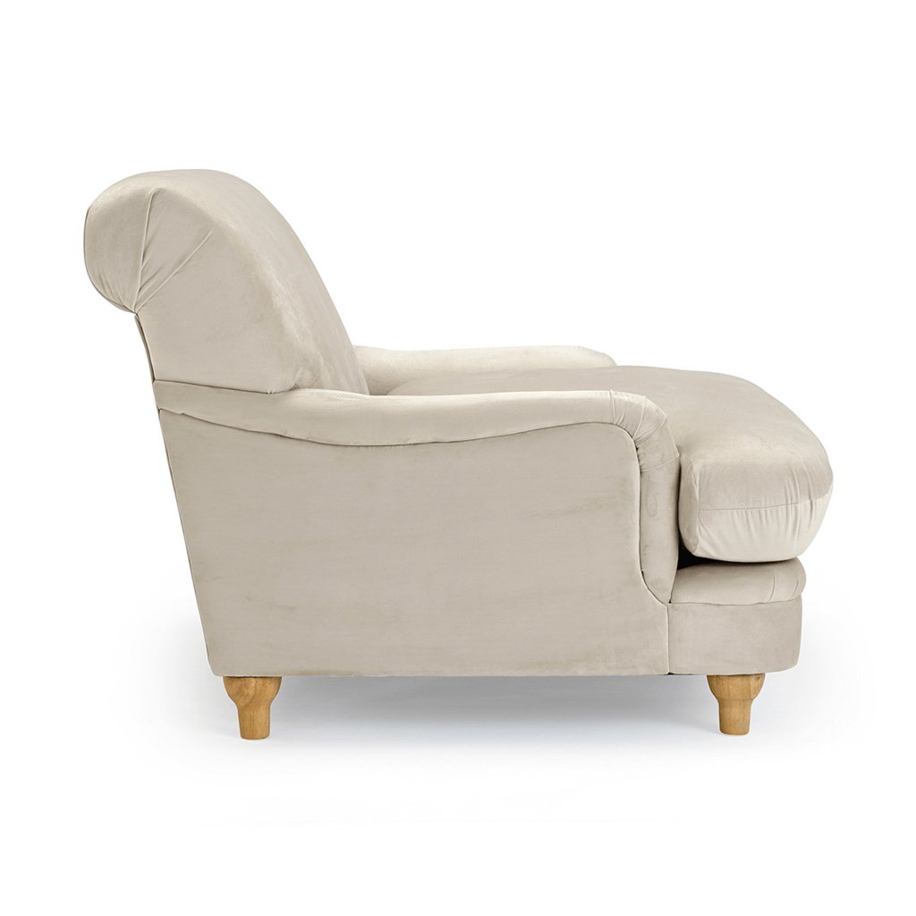 LPD Plumpton Beige Velvet Cuddle Chair 4 LPD Plumpton Beige Velvet Cuddle Chair