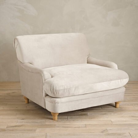 LPD Plumpton Beige Velvet Cuddle Chair lifestyle