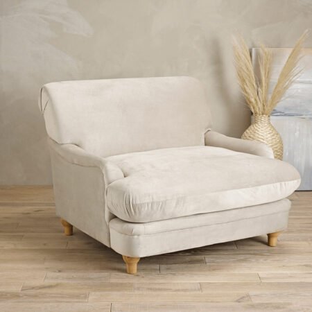 LPD Plumpton Beige Velvet Cuddle Chair