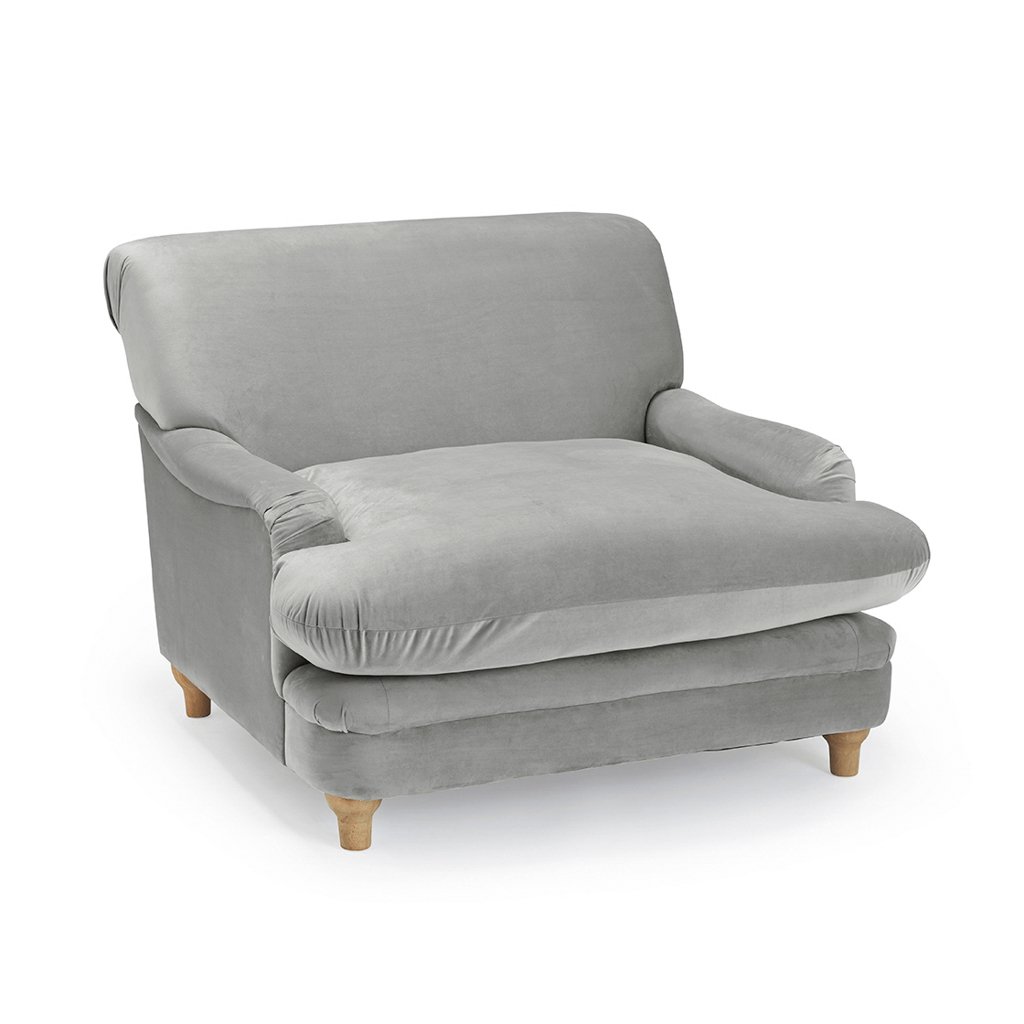 LPD Plumpton Grey Velvet Cuddle Chair 3 LPD Plumpton Grey Velvet Cuddle Chair