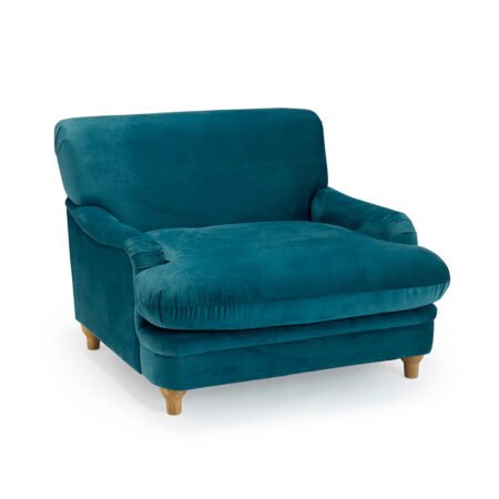 LPD Plumpton Peacock Blue Velvet Cuddle Chair