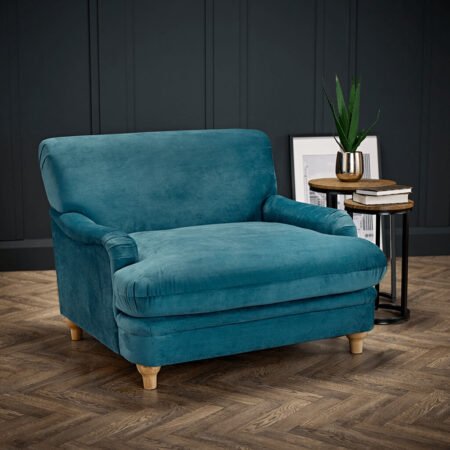 LPD Plumpton Peacock Blue Velvet Cuddle Chair