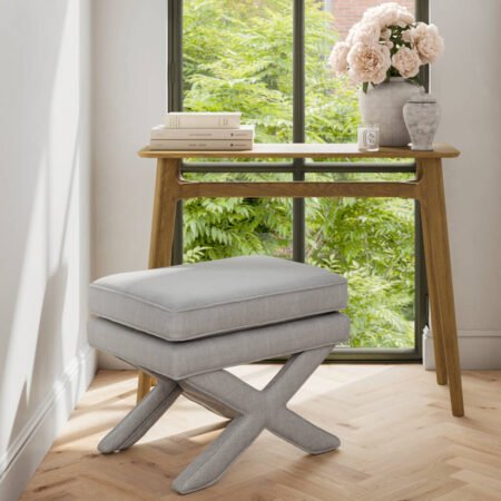 LPD Rhode Light Grey Linen Blend Stool lifestyle
