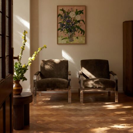 LPD Zephy Khaki Velour Accent Chair lifestyle