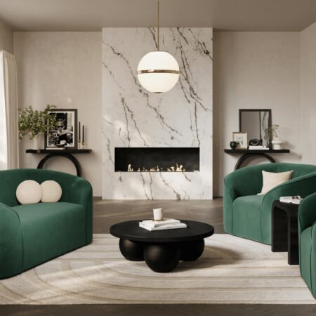 LPD Zuma Forest Green Velvet Accent Chair lifestyle