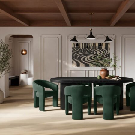 LPD Alba Forest Green Velvet Dining Chair lifestyle