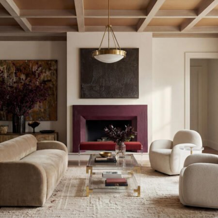 LPD Amangiri Clear Acrylic Rectangular Coffee Table lifestyle