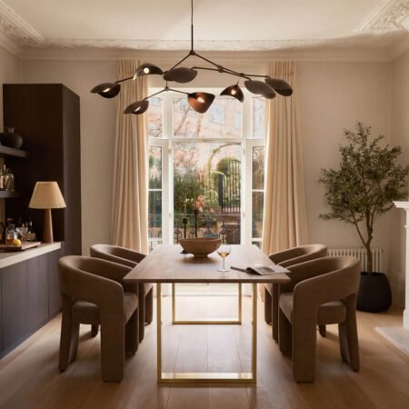 LPD Antibes Russet Wood Effect and Gold Rectangular Dining Table, 180 cm lifestyle