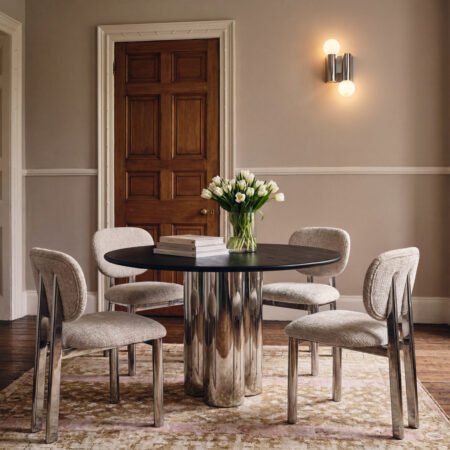 LPD Blake Black Round Dining Table, 120 cm lifestyle