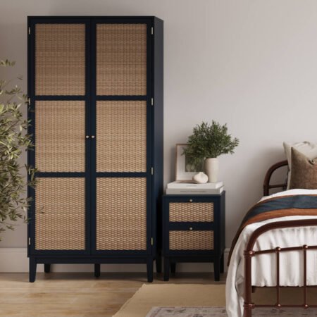 LPD Bordeaux Berlin Blue Rattan 2 Door Wardrobe lifestyle